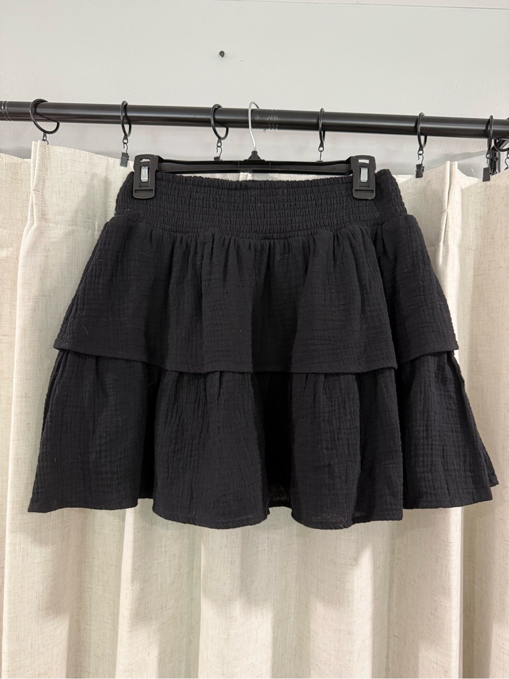 Francesca's Collections Black Tiered Ruffle Mini Skirt